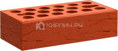 Кирпич облицовочный красный одинарный рустик М-150 Керма